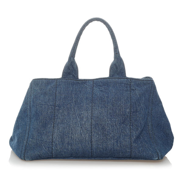 プラダ カナパ トートバッグ B1872B ブルー デニム レディース PRADA 【中古】
