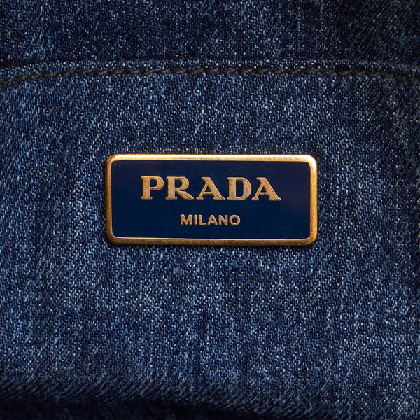 プラダ カナパ トートバッグ B1872B ブルー デニム レディース PRADA 【中古】