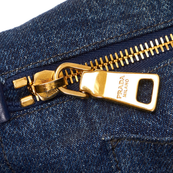 プラダ カナパ トートバッグ B1872B ブルー デニム レディース PRADA 【中古】