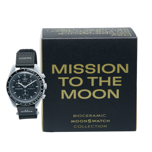 オメガ ×swatch MISSION TO MOON スウォッチ ミッション トゥ ムーン 腕時計 SO33M102-111 クオーツ ブラック文字盤 バイオセラミック メンズ OMEGA 【中古】