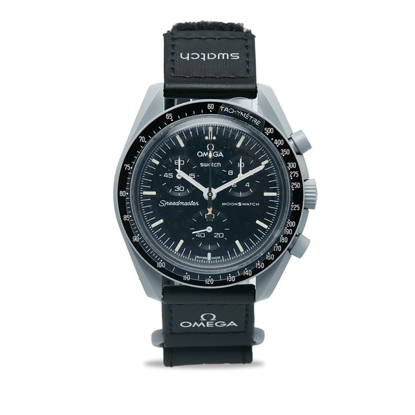 オメガ ×swatch MISSION TO MOON スウォッチ ミッション トゥ ムーン 腕時計 SO33M102-111 クオーツ ブラック文字盤 バイオセラミック メンズ OMEGA 【中古】