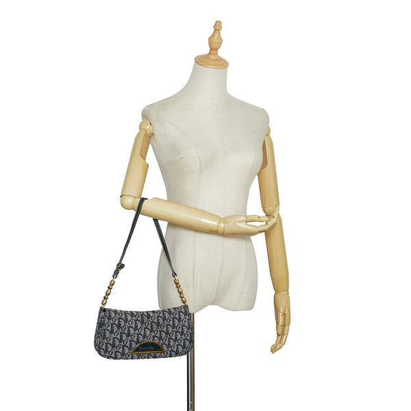 ディオール トロッター マリスパール ハンドバッグ ワンショルダーバッグ ネイビー ホワイト キャンバス レザー レディース Dior 【中古】