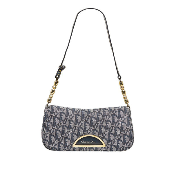 ディオール トロッター マリスパール ハンドバッグ ワンショルダーバッグ ネイビー ホワイト キャンバス レザー レディース Dior 【中古】