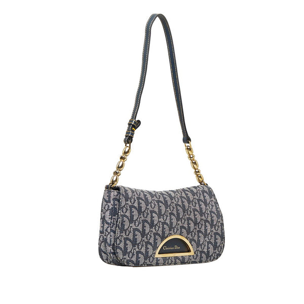 ディオール トロッター マリスパール ハンドバッグ ワンショルダーバッグ ネイビー ホワイト キャンバス レザー レディース Dior 【中古】