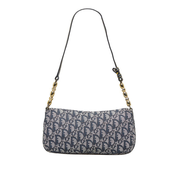 ディオール トロッター マリスパール ハンドバッグ ワンショルダーバッグ ネイビー ホワイト キャンバス レザー レディース Dior 【中古】
