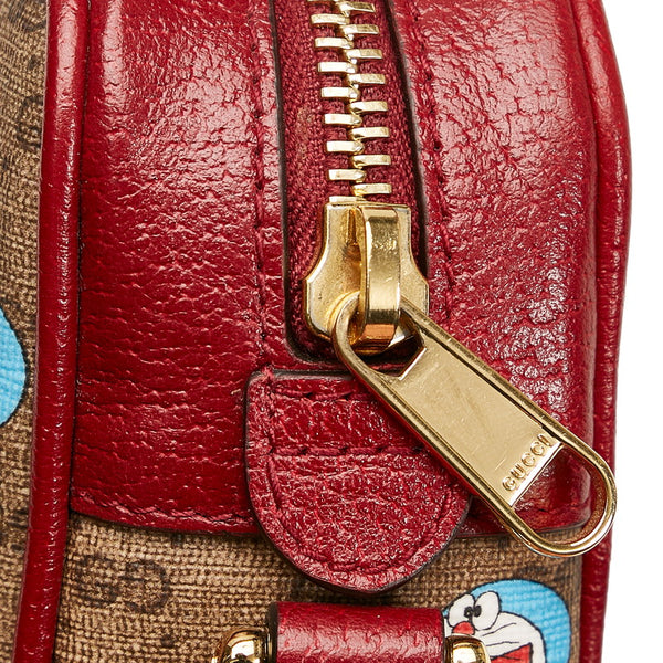 グッチ マイクロ GG スプリーム ドラえもん 斜め掛け ミニ ショルダーバッグ 647784 ブラウン ボルドー PVC レザー レディース GUCCI 【中古】