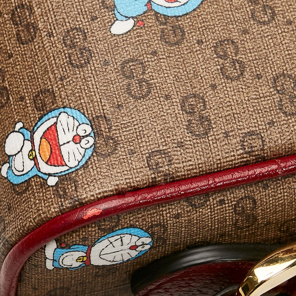 グッチ マイクロ GG スプリーム ドラえもん 斜め掛け ミニ ショルダーバッグ 647784 ブラウン ボルドー PVC レザー レディース GUCCI 【中古】
