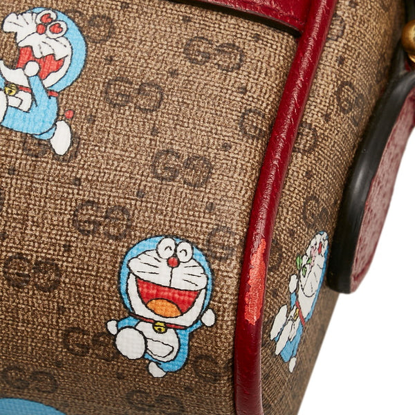 グッチ マイクロ GG スプリーム ドラえもん 斜め掛け ミニ ショルダーバッグ 647784 ブラウン ボルドー PVC レザー レディース GUCCI 【中古】