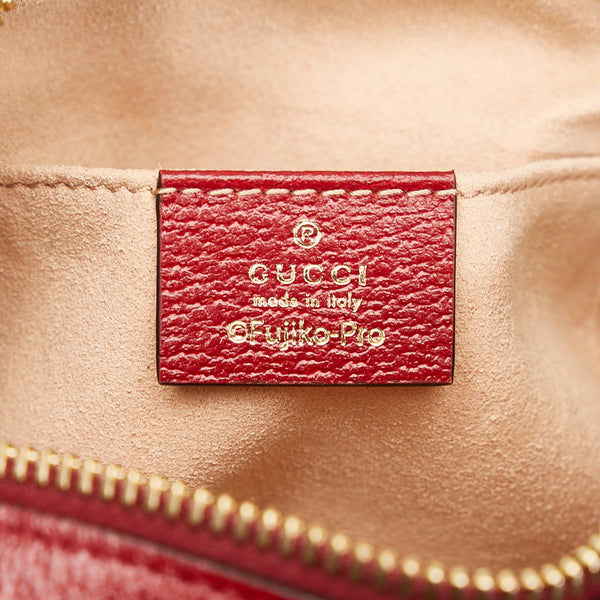 グッチ マイクロ GG スプリーム ドラえもん 斜め掛け ミニ ショルダーバッグ 647784 ブラウン ボルドー PVC レザー レディース GUCCI 【中古】