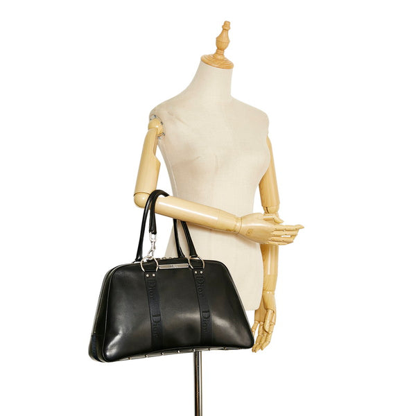 ディオール ラインストーン ハンドバッグ ボストンバッグ ブラック レザー レディース Dior 【中古】