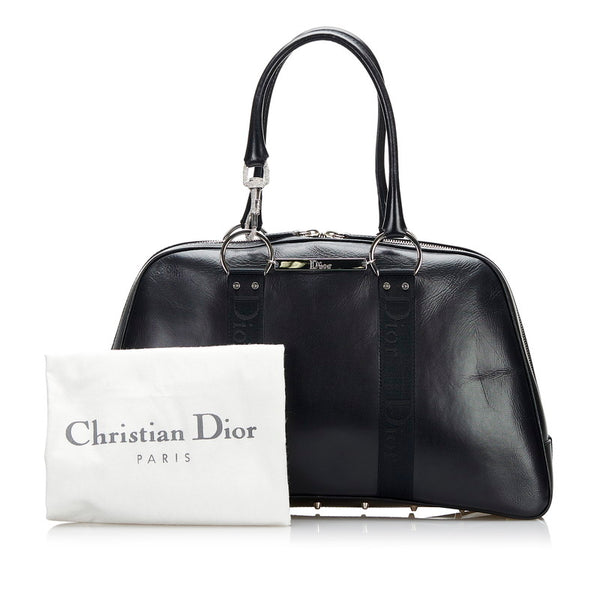 ディオール ラインストーン ハンドバッグ ボストンバッグ ブラック レザー レディース Dior 【中古】