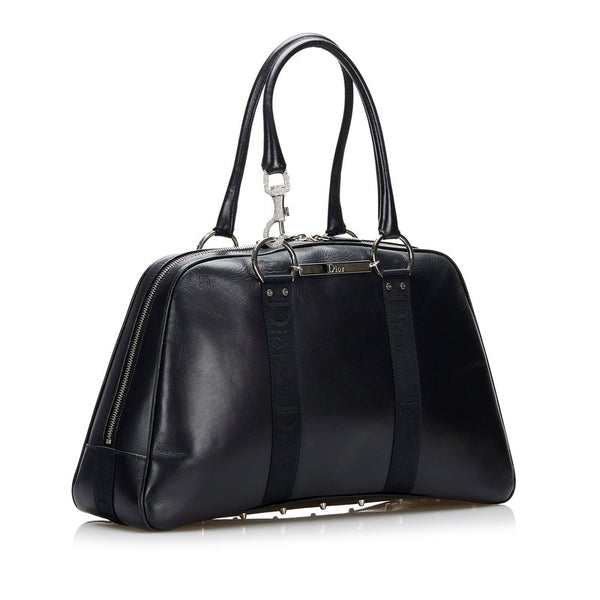 ディオール ラインストーン ハンドバッグ ボストンバッグ ブラック レザー レディース Dior 【中古】