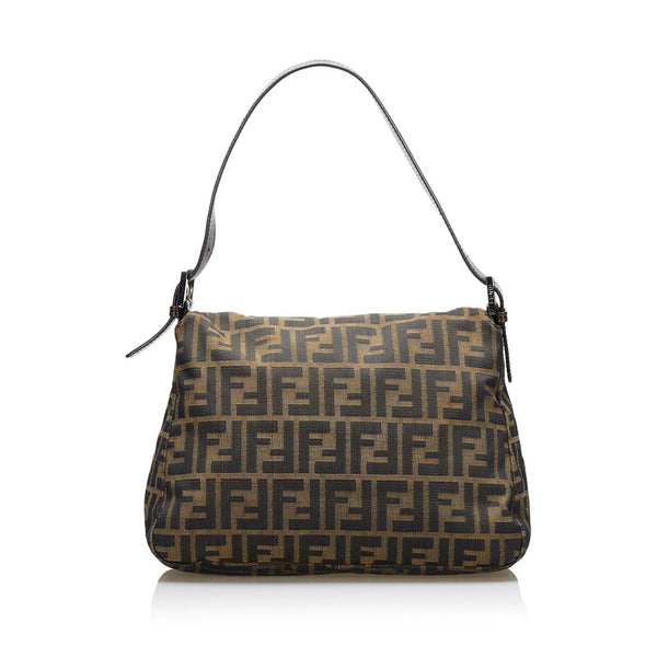 フェンディ ズッカ マンマバケット ハンドバッグ ショルダーバッグ 26325 ブラウン キャンバス レザー レディース FENDI 【中古】