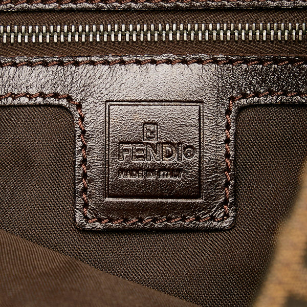 フェンディ ズッカ マンマバケット ハンドバッグ ショルダーバッグ 26325 ブラウン キャンバス レザー レディース FENDI 【中古】