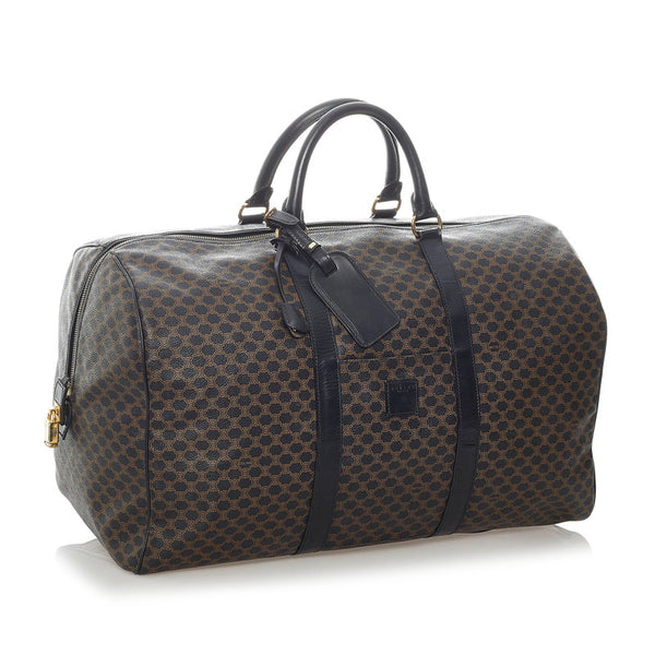 セリーヌ マカダム ボストンバッグ ダークブラウン PVC レザー レディース CELINE 【中古】