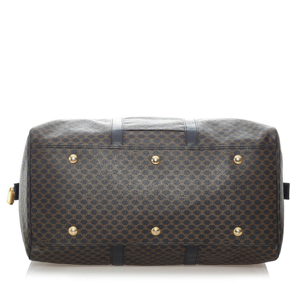セリーヌ マカダム ボストンバッグ ダークブラウン PVC レザー レディース CELINE 【中古】