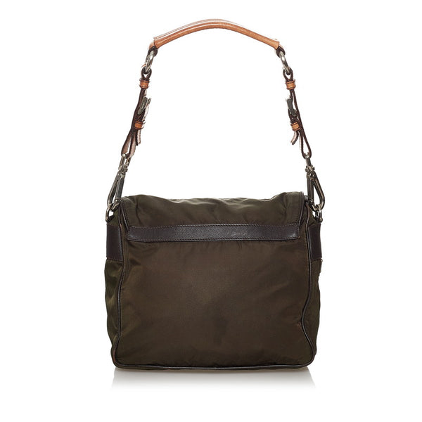 プラダ カーキ ナイロン レザー 肩掛け ショルダーバッグ レディース PRADA 【中古】