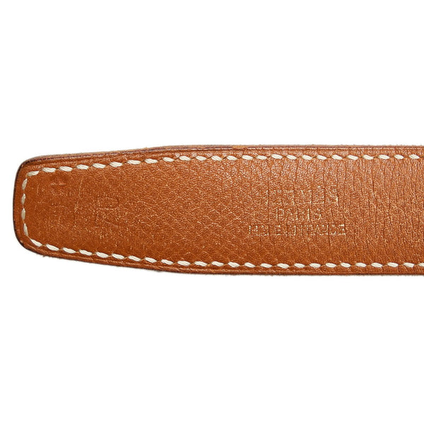 エルメス Ｈバックル ベルト ブラウン ゴールド レザー メッキ レディース HERMES 【中古】