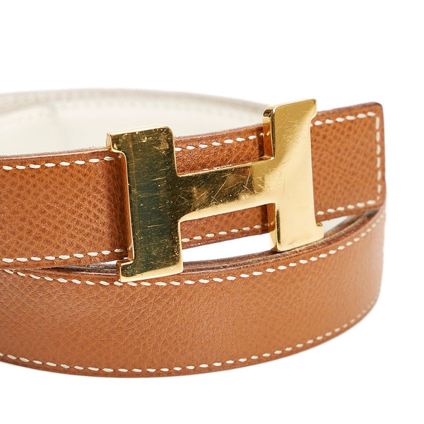 エルメス Ｈバックル ベルト ブラウン ゴールド レザー メッキ レディース HERMES 【中古】