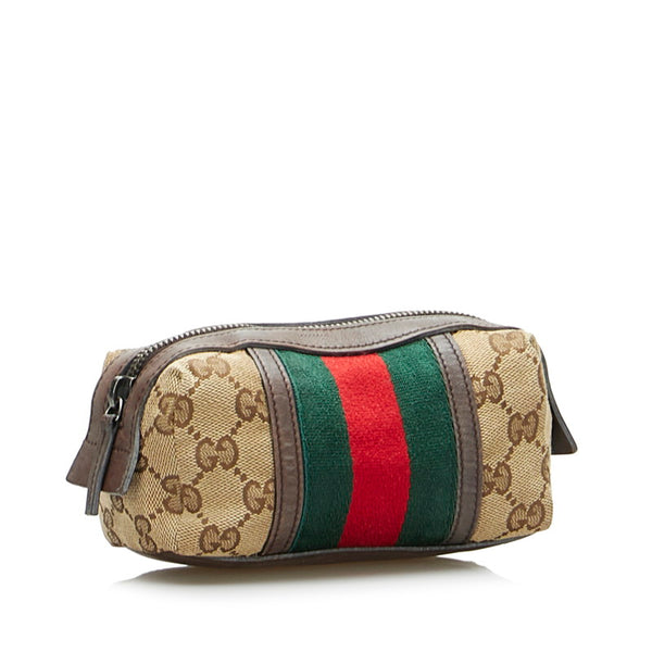 グッチ GGキャンバス シェリーライン ポーチ 256639 ベージュ マルチ キャンバス レザー レディース GUCCI 【中古】