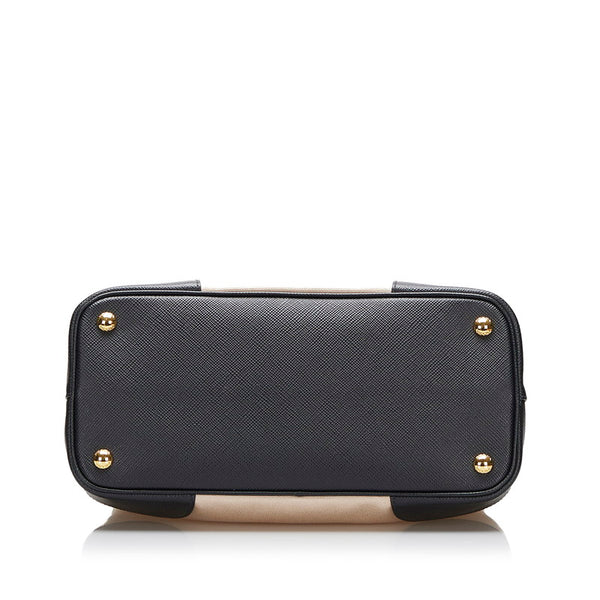 プラダ サフィアーノ ハンドバッグ ショルダーバッグ 2WAY BN2887 ベージュ ブラック キャンバス レザー レディース PRADA 【中古】