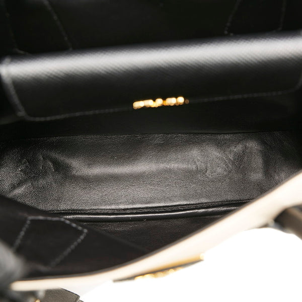 プラダ サフィアーノ ハンドバッグ ショルダーバッグ 2WAY BN2887 ベージュ ブラック キャンバス レザー レディース PRADA 【中古】