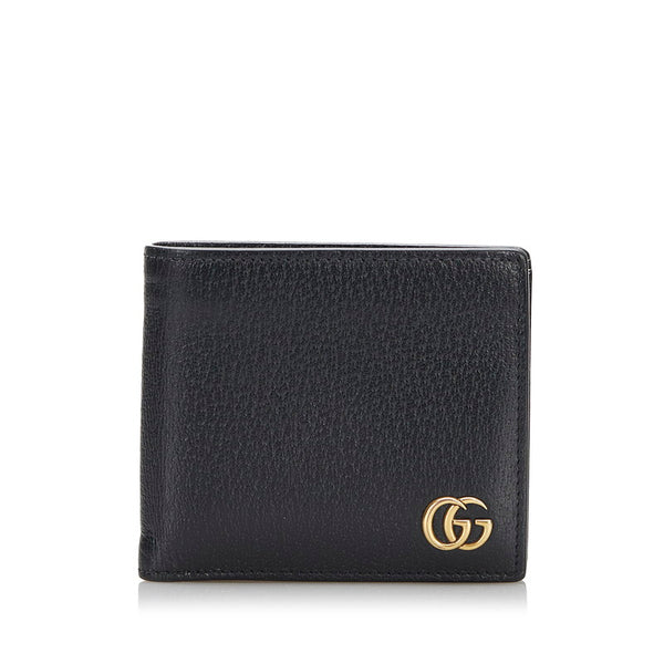 グッチ GGマーモント ダブルG 二つ折り財布 コンパクトウォレット 428725 ブラック レザー レディース GUCCI 【中古】