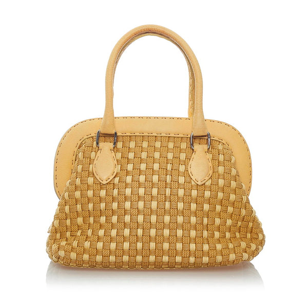 フェンディ セレリア アデーレ ハンドバッグ 8BN127 イエロー ベージュ 麻・リネン レディース FENDI 【中古】