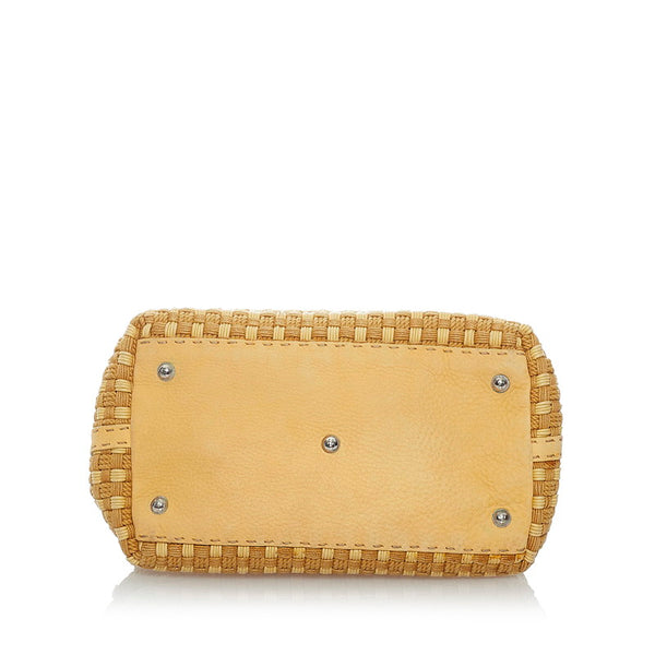 フェンディ セレリア アデーレ ハンドバッグ 8BN127 イエロー ベージュ 麻・リネン レディース FENDI 【中古】