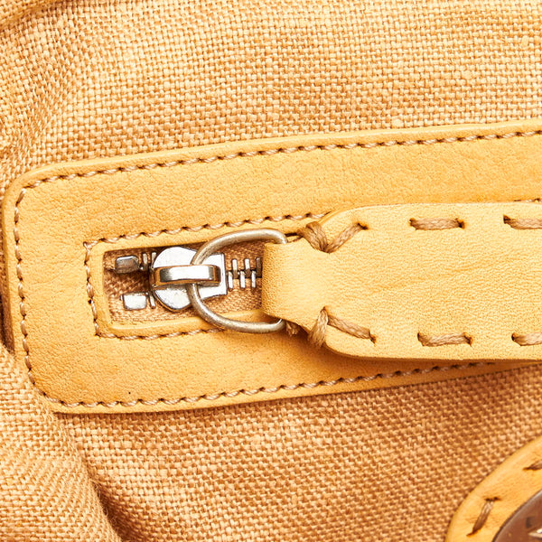フェンディ セレリア アデーレ ハンドバッグ 8BN127 イエロー ベージュ 麻・リネン レディース FENDI 【中古】
