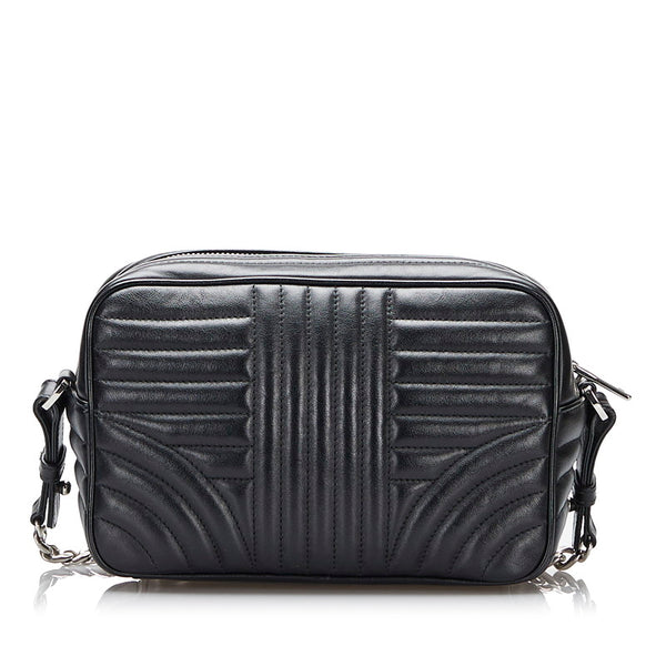 プラダ ダイアグラム クロスボディバッグ チェーンショルダーバッグ 1BH083 ブラック レザー レディース PRADA 【中古】