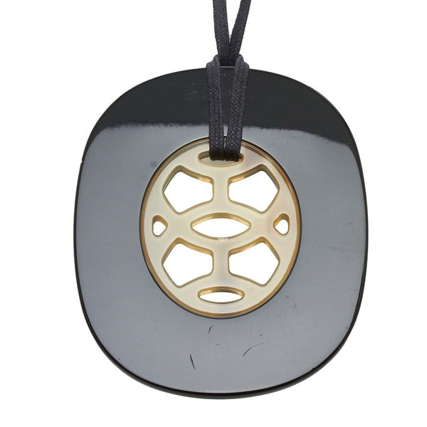 エルメス リフトGM ネックレス ペンダント ブラック ブラウン バッファローホーン レディース HERMES 【中古】