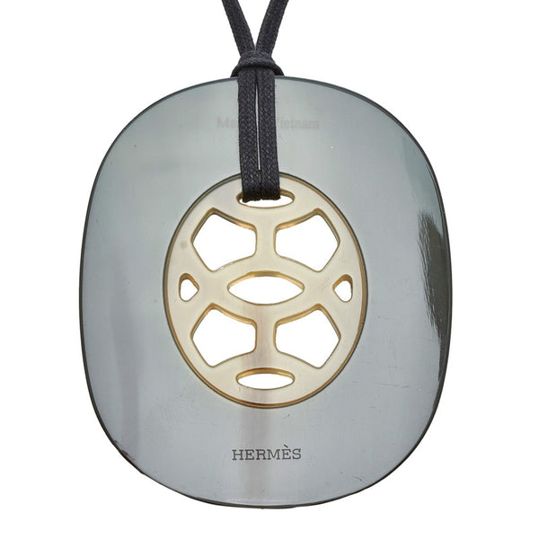 エルメス リフトGM ネックレス ペンダント ブラック ブラウン バッファローホーン レディース HERMES 【中古】