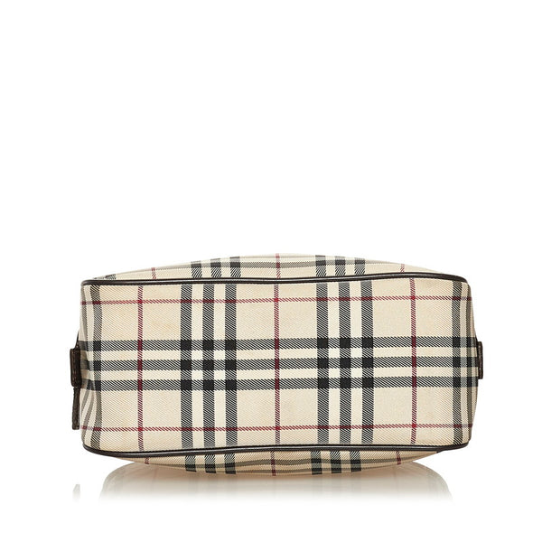 バーバリー ノバチェック ハンドバッグ ベージュ キャンバス レザー レディース BURBERRY 【中古】