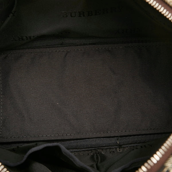 バーバリー ノバチェック ハンドバッグ ベージュ キャンバス レザー レディース BURBERRY 【中古】