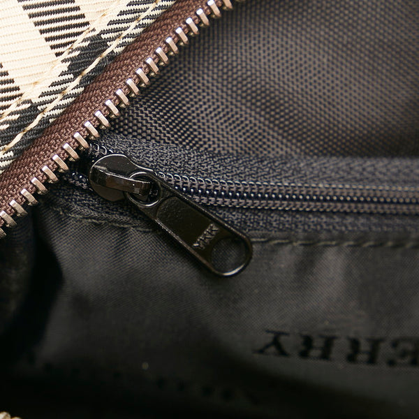 バーバリー ノバチェック ハンドバッグ ベージュ キャンバス レザー レディース BURBERRY 【中古】