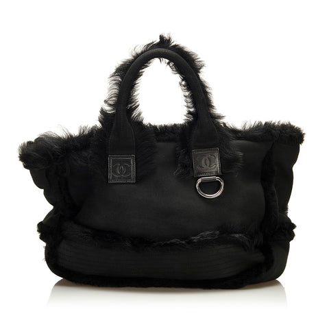 シャネル ココマーク ムートントート トートバッグ ブラック ムートン スウェード レディース CHANEL 【中古】