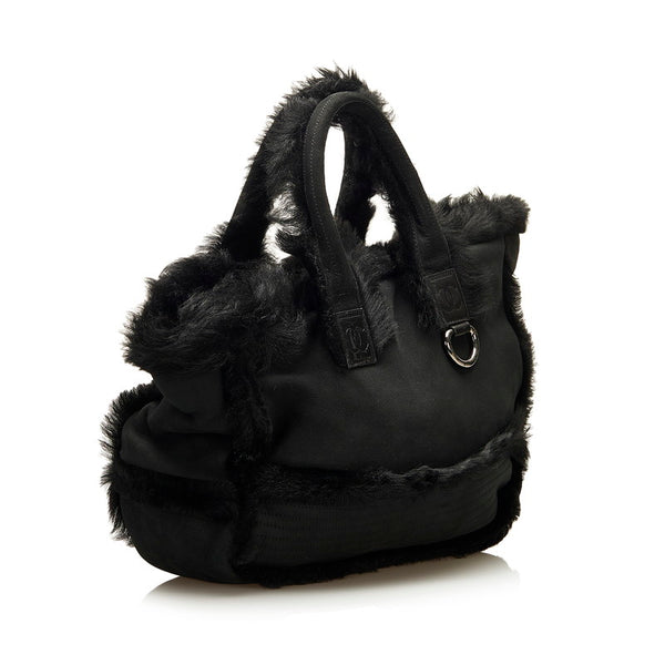 シャネル ココマーク ムートントート トートバッグ ブラック ムートン スウェード レディース CHANEL 【中古】