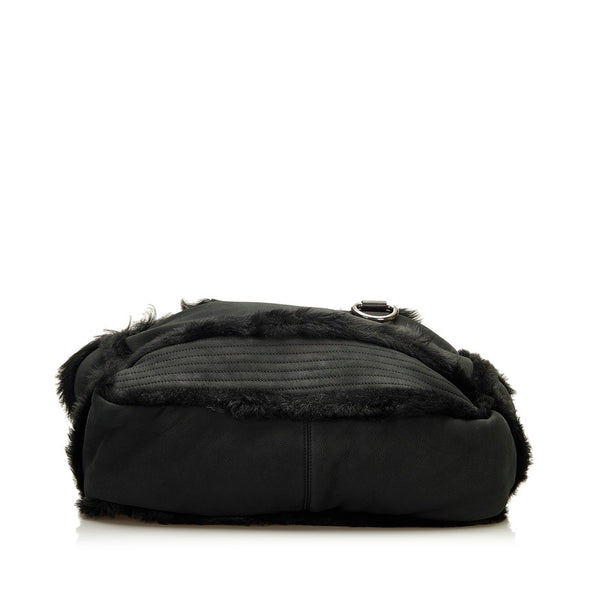 シャネル ココマーク ムートントート トートバッグ ブラック ムートン スウェード レディース CHANEL 【中古】