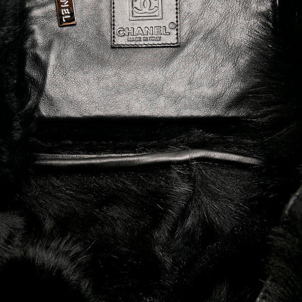 シャネル ココマーク ムートントート トートバッグ ブラック ムートン スウェード レディース CHANEL 【中古】