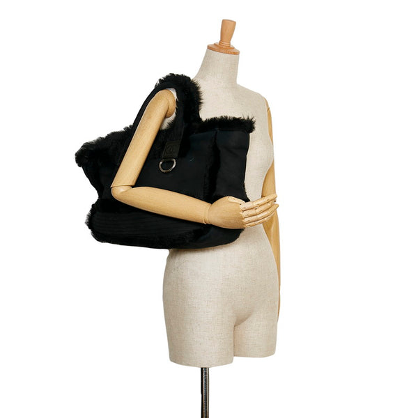 シャネル ココマーク ムートントート トートバッグ ブラック ムートン スウェード レディース CHANEL 【中古】