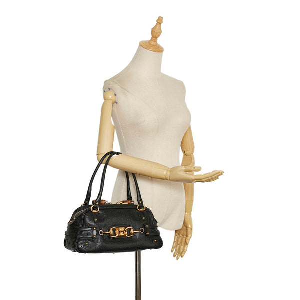 グッチ グッチシマ ホースビット バンブー ハンドバッグ 159399 ブラック レザー レディース GUCCI 【中古】