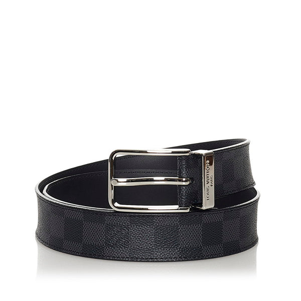 ルイ ヴィトン ダミエ サンチュール ポンヌフ ベルト M9402 ブラック PVC レザー メンズ LOUIS VUITTON 【中古】