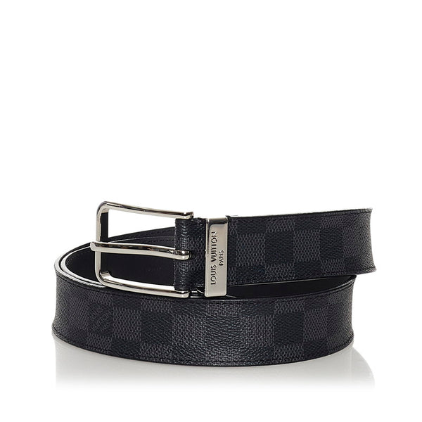 ルイ ヴィトン ダミエ サンチュール ポンヌフ ベルト M9402 ブラック PVC レザー メンズ LOUIS VUITTON 【中古】