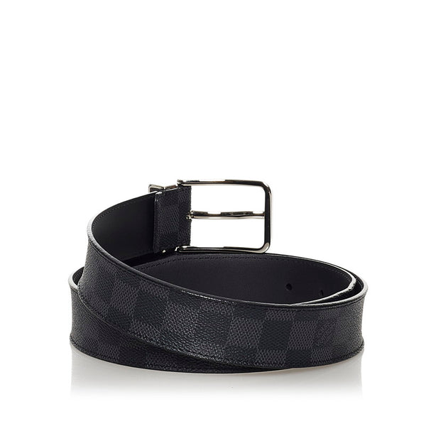 ルイ ヴィトン ダミエ サンチュール ポンヌフ ベルト M9402 ブラック PVC レザー メンズ LOUIS VUITTON 【中古】