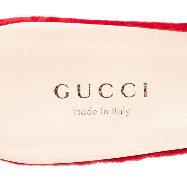グッチ ミッドヒール サンダル レッド ベロア レディース GUCCI 【中古】