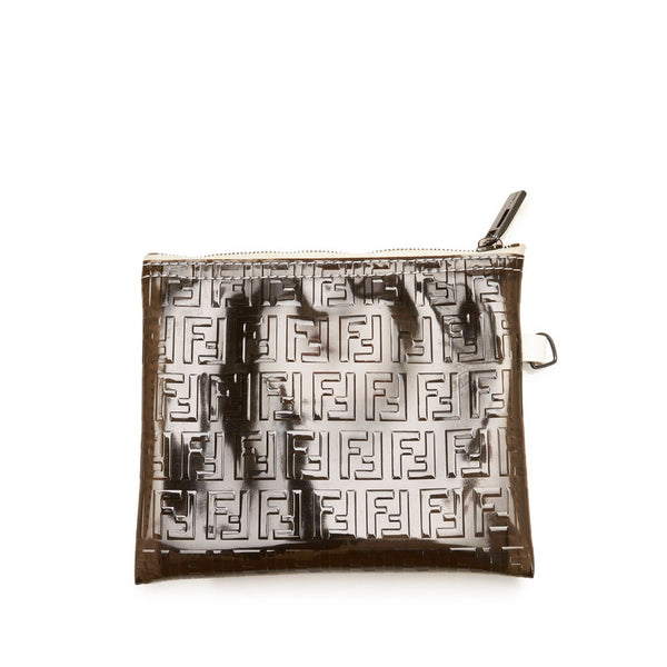 フェンディ ズッキーノ クリアバッグ トートバッグ カーキ ビニール レザー レディース FENDI 【中古】