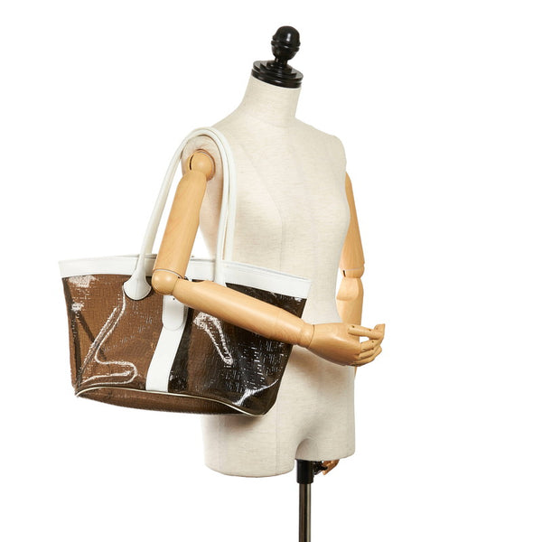 フェンディ ズッキーノ クリアバッグ トートバッグ カーキ ビニール レザー レディース FENDI 【中古】