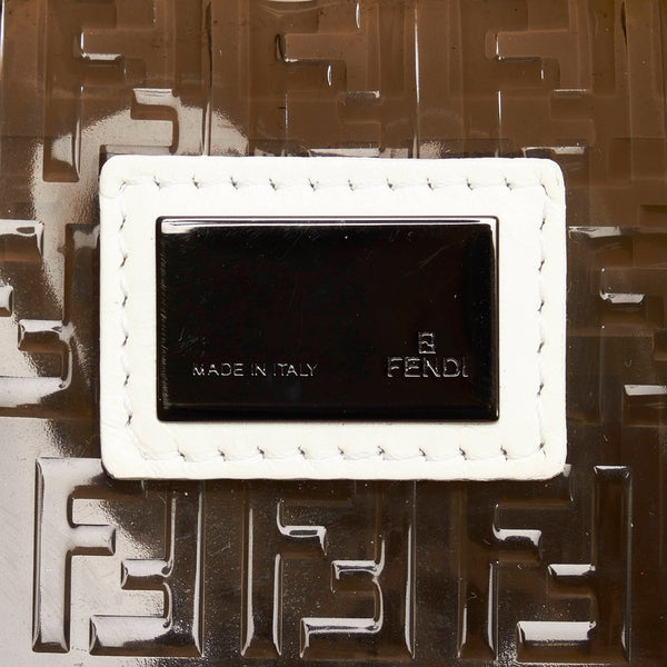 フェンディ ズッキーノ クリアバッグ トートバッグ カーキ ビニール レザー レディース FENDI 【中古】