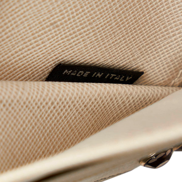 プラダ サフィアーノ クリスタルスタッズ 長財布 1M1132 アイボリー レザー レディース PRADA 【中古】